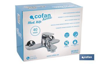 Single-Handle Bath Mixer Tap | Size: 40mm | Rift Model | Brass with Chrome-Plated Finish - Cofan