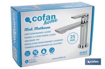 Single-Handle Basin Mixer Tap | Size: 25mm | Matheson Model | Brass with Chrome-Plated Finish - Cofan