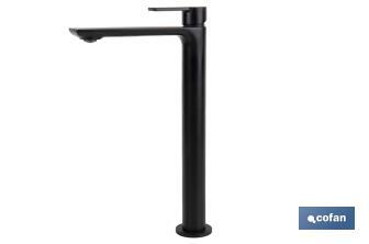 Single-handle tall mixer basin tap | Black bathroom fittings | Cartridge of 25mm - Cofan