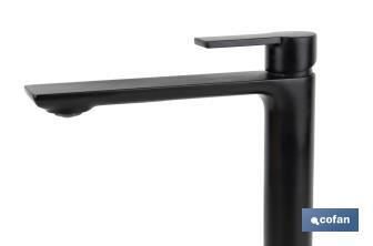 Single-handle tall mixer basin tap | Black bathroom fittings | Cartridge of 25mm - Cofan