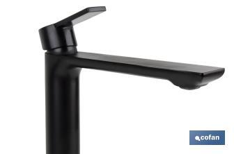 Robinet Haut Mitigeur pour Lavabo | Couleur Robinetterie Noire | Cartouche de 25 mm - Cofan