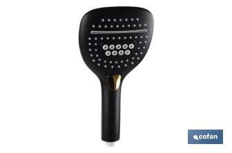 Anti-limescale hand-held shower head | Black bathroom fittings | 3 spray modes - Cofan