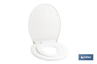 Tapa de WC familiar oval | Material: polipropileno | Cierre lento y silencioso - Cofan