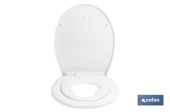 Tapa de WC familiar oval | Material: polipropileno | Cierre lento y silencioso - Cofan