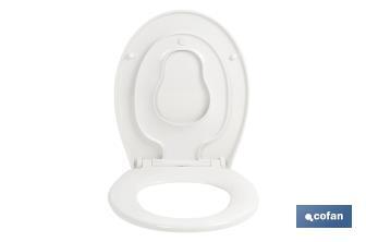 Oval-shaped toilet seat | Material: polypropylene | Soft close and noiseless - Cofan