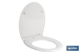 Abattant de WC | Avec bouton de dégagement rapide | Forme ovale | Matériau : polypropylène | Fermeture en douceur et silencieuse - Cofan
