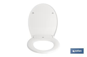 Tampa de wc | Com botão de liberação rápida | forma oval | Material: polipropileno | Fecho lento e silencioso - Cofan