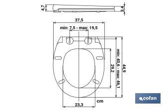 Tampa de wc | Com botão de liberação rápida | forma oval | Material: polipropileno | Fecho lento e silencioso - Cofan