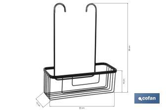 Cesto de Ducha | Estante en Color Negro Mate | Sin Taladro | Medidas: 30 x 12 x 10 cm y Altura 38 cm - Cofan