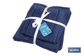 Lot de 3 serviettes de couleur bleu marine avec 580 g/m2 | Gamme Marin | Lot de serviettes 100 % coton - Cofan