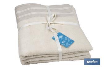 Lot de 2 serviettes de couleur nature avec 600 g/m2 | Gamme Inspiración | Lot de serviettes 95 % de coton et 5 % de lin  - Cofan