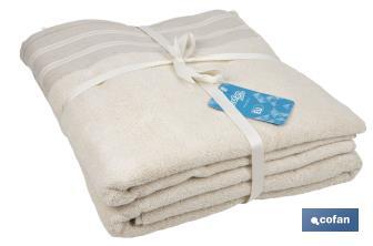 Lot de 2 serviettes de couleur nature avec 600 g/m2 | Gamme Inspiración | Lot de serviettes 95 % de coton et 5 % de lin  - Cofan