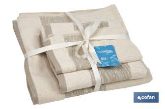 Lot de 3 serviettes de couleur nature avec 600 g/m2 | Gamme Alma | Lot de serviettes 95 % de coton et 5 % de lin - Cofan