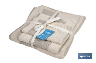Lot de 3 serviettes de couleur nature avec 600 g/m2 | Gamme Alma | Lot de serviettes 95 % de coton et 5 % de lin - Cofan