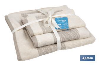 Lot de 3 serviettes de couleur nature avec 600 g/m2 | Gamme Alma | Lot de serviettes 95 % de coton et 5 % de lin - Cofan