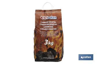 Sacchetto di carbone vegetale con manici | Peso: 3 kg | Rendimento elevato - Cofan