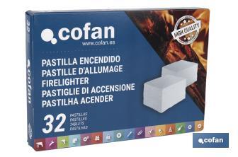 Firelighters for barbecue | Package of 32 pieces | Quick and clean method - Cofan