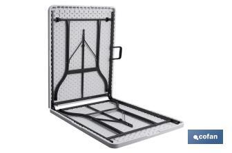 Mesa dobrável retangular com trava de segurança | Cor: branca | Disponível em dois tamanhos para escolher - Cofan