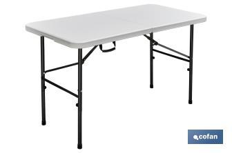 Mesa dobrável retangular | Cor: branca | Medidas da mesa desdobrada: 122 x 60 x 74 cm - Cofan