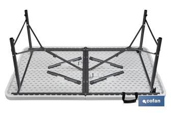 Mesa dobrável retangular | Cor: branca | Medidas da mesa desdobrada: 122 x 60 x 74 cm - Cofan