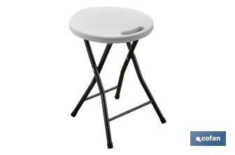Banqueta dobrável em branco | Adequado para utilização no interior e no exterior | Dimensões: 33 x 30 cm largura x 46 cm altura - Cofan