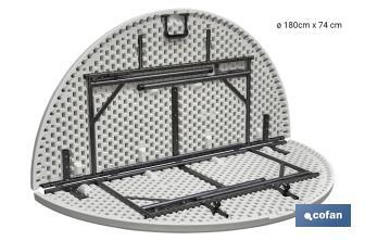 Mesa redonda dobrável de cor branca | Peso máximo: 150 kg | Adequada para 10 pessoas | Dimensões: Ø180 x 74 cm  - Cofan