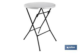 Table haute pliante ronde de couleur blanche | Appropriée pour l'intérieur et l'extérieur | Dimensions : Ø80 x 110 cm  - Cofan