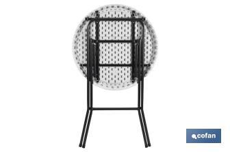 Table haute pliante ronde de couleur blanche | Appropriée pour l'intérieur et l'extérieur | Dimensions : Ø80 x 110 cm  - Cofan