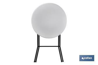 Table haute pliante ronde de couleur blanche | Appropriée pour l'intérieur et l'extérieur | Dimensions : Ø80 x 110 cm  - Cofan
