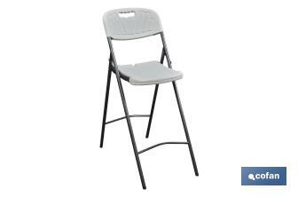 Chaise haute pliante de couleur blanche | Appropriée pour l'intérieur et l'extérieur | Dimensions : 77 x 44 x 109 cm  - Cofan