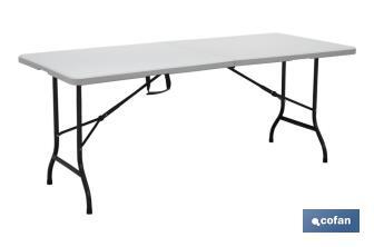 Mesa dobrável retangular com trava de segurança | Cor: branca | Disponível em dois tamanhos para escolher - Cofan