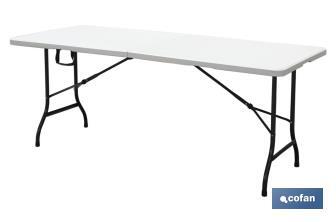 Mesa dobrável retangular com trava de segurança | Cor: branca | Disponível em dois tamanhos para escolher - Cofan