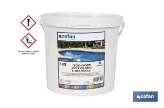 Cloro choque para piscinas | Granulado para disolver | Envases de 5 kilos - Cofan