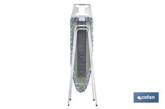 Tabla de planchar | 3 posiciones regulables | Compacta y ajustable | Patas antideslizantes | Medidas: 110 x 32 cm - Cofan