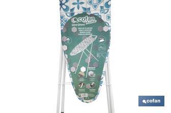 Tabla de planchar | 3 posiciones regulables | Compacta y ajustable | Patas antideslizantes | Medidas: 110 x 32 cm - Cofan