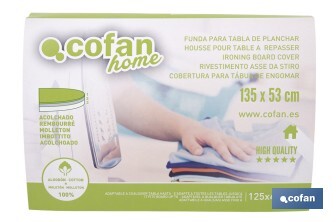 Funda acolchada para tabla de planchar | Color: gris metalizado | Material: 100 % algodón | Refleja el vapor | Disponible en dos medidas diferentes - Cofan