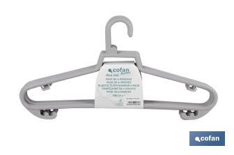 Pack de 6 cintres en plastique pour vêtements | Antidérapants | En plusieurs Couleurs | Dimensions 38 x 18 cm - Cofan
