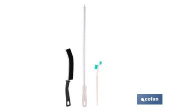 Set de 3 cepillos de limpieza multifunción para baños, cocinas y ventanas | Limpia ranuras, raíles, tuberías y mucho más - Cofan