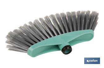 Tête de balai | Bloc en polypropylène | Fibres en PVC | Couleur : turquoise et gris | Dimensions : 34 x 8 x 15 cm - Cofan