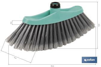 Tête de balai | Bloc en polypropylène | Fibres en PVC | Couleur : turquoise et gris | Dimensions : 34 x 8 x 15 cm - Cofan