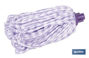 Fregona de microfibra trenzada | Rosca universal | 30 % más de absorción, volumen y ligereza | Secado rápido para una limpieza impecable - Cofan