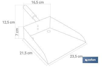 Pelle à poussière métallique avec manche court | Matériau : tôle galvanisée | Hauteur totale de 7 cm - Cofan