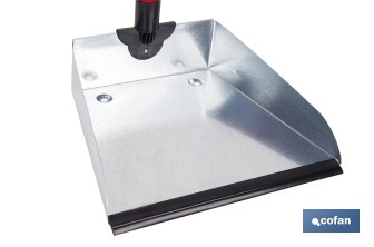 Pelle à poussière en métal | Tôle galvanisée | Manche fileté inclus | Durabilité et nettoyage professionnel | Dimensions : 83 x 24 cm - Cofan