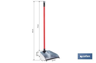 Pelle à poussière en métal | Tôle galvanisée | Manche fileté inclus | Durabilité et nettoyage professionnel | Dimensions : 83 x 24 cm - Cofan