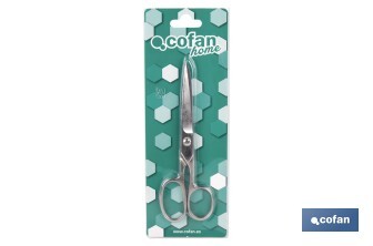 Tijeras de modista | Hojas de acero al carbono | Precisión en el corte de tejidos | Dedales de diferente tamaño| Acabado niquelado | Longitud 17,5 cm - Cofan
