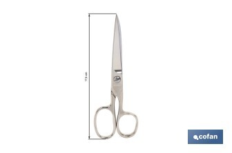 Tijeras de modista | Hojas de acero al carbono | Precisión en el corte de tejidos | Dedales de diferente tamaño| Acabado niquelado | Longitud 17,5 cm - Cofan