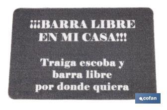 Paillasson d'entrée "Barra libre" | Approprié pour l'intérieur et l'extérieur | Matériau résistant | Base antidérapante | Dimensions : 40 x 60 cm - Cofan