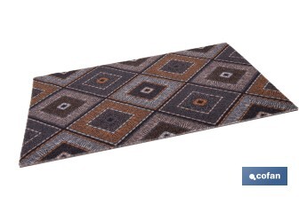 Felpudo de entrada con diseño abstracto de rombos | Material resistente | Base antideslizante | Adecuado para interior y exterior | Medidas: 50 x 70 cm - Cofan