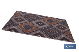 Felpudo de entrada con diseño abstracto de rombos | Material resistente | Base antideslizante | Adecuado para interior y exterior | Medidas: 50 x 70 cm - Cofan