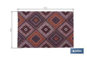 Felpudo de entrada con diseño abstracto de rombos | Material resistente | Base antideslizante | Adecuado para interior y exterior | Medidas: 50 x 70 cm - Cofan